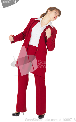 Image of Young girl was hit in face on white background