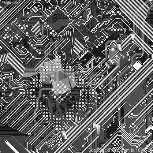 Image of Printed monochrome industrial circuit board texture