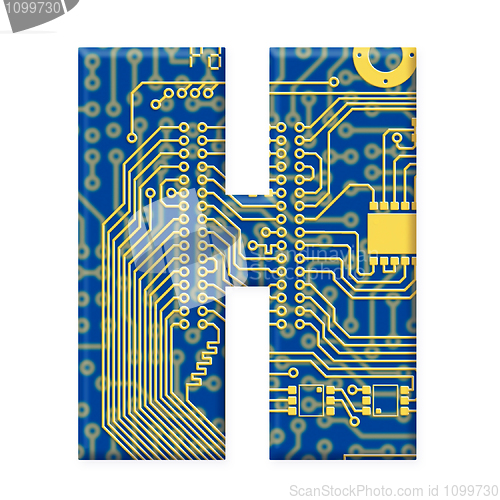 Image of Letter from electronic circuit board alphabet on white backgroun