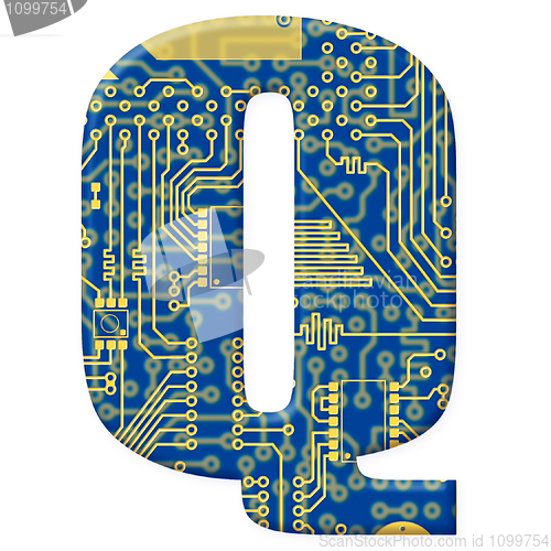 Image of Letter from electronic circuit board alphabet on white backgroun