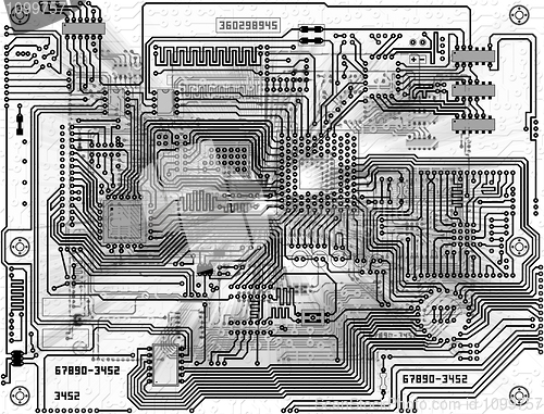 Image of Monochrome abstract background - electronic circuit board