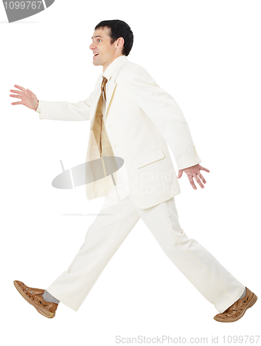 Image of Happy businessman somewhere in a hurry