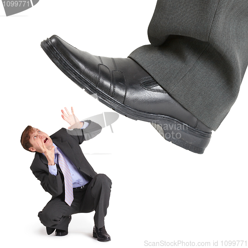 Image of Big foot of crisis crushes small entrepreneur