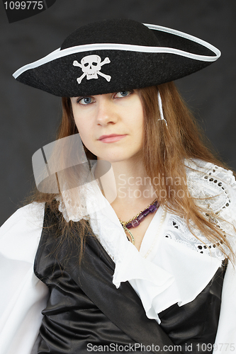 Image of Woman pirate on a black background