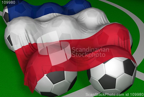 Image of 3D-rendering France flag and soccer-balls