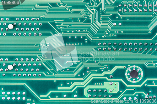 Image of Hi-tech electronic circuit board green background