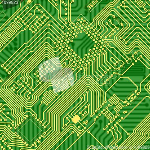 Image of Green printed industrial circuit board texture