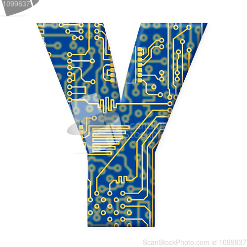 Image of Letter from electronic circuit board alphabet on white backgroun