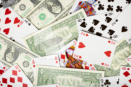 Image of Background of money and cards about gambling