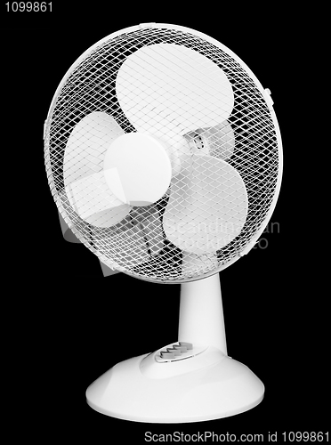 Image of Table electric fan isolated on black background