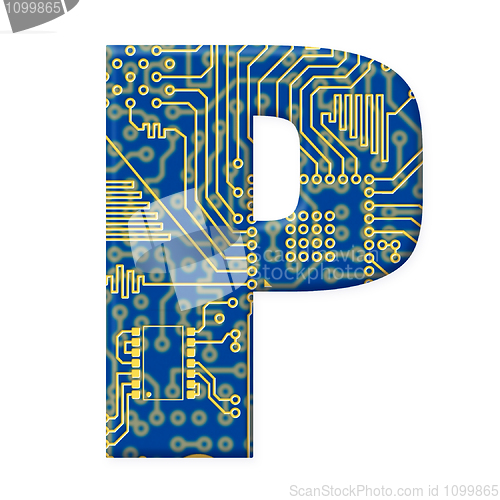 Image of Letter from electronic circuit board alphabet on white backgroun