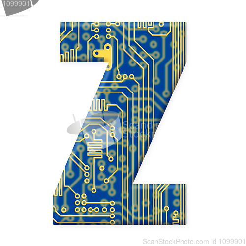 Image of Letter from electronic circuit board alphabet on white backgroun