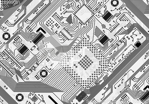 Image of Printed monochrome industrial circuit board background