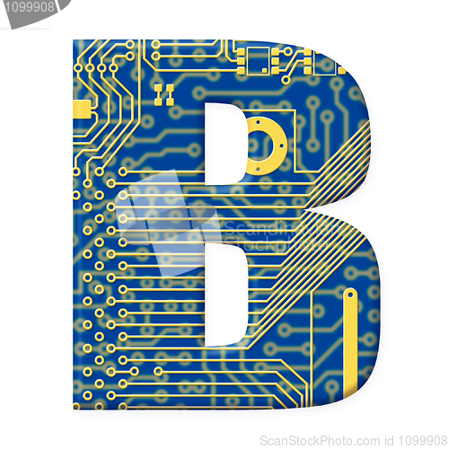 Image of Letter from electronic circuit board alphabet on white backgroun