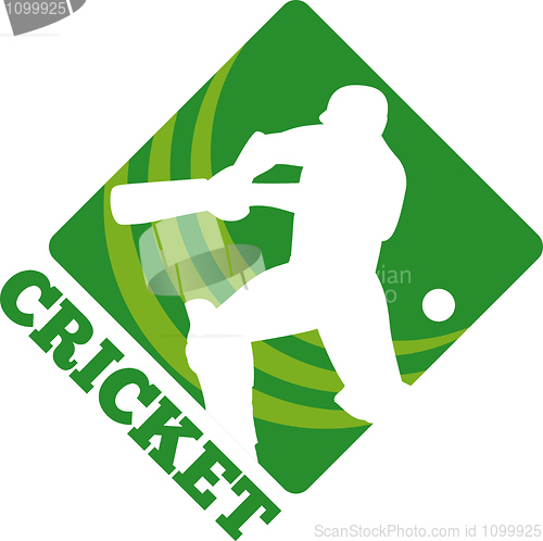 Image of cricket batsman silhouette batting