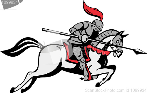 Image of knight with lance riding horse
