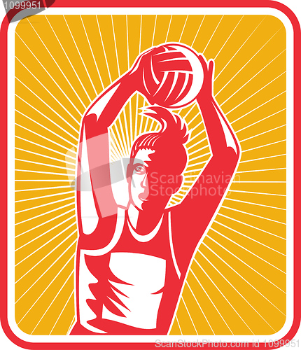 Image of netball player ready to pass ball