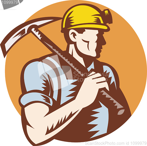 Image of Coal miner at work with pick ax