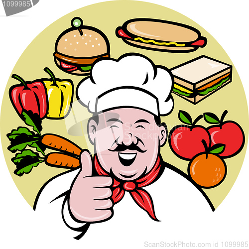 Image of Cartoon Chef cook baker