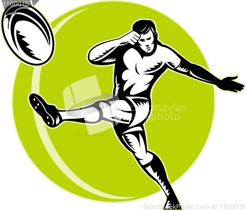 Image of rugby player kicking ball