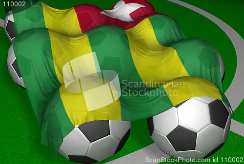 Image of 3D-rendering Togo flag and soccer-balls