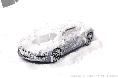 Image of my car in the snow on the white background