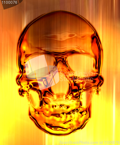 Image of skull in on the fire background 