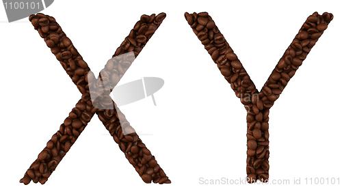 Image of Coffee font X and Y letters isolated