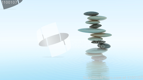 Image of Plie of Pebbles on water surface