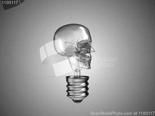 Image of Lightbulb skull - health or death