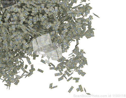 Image of Money scattering. US dollar bundles falling