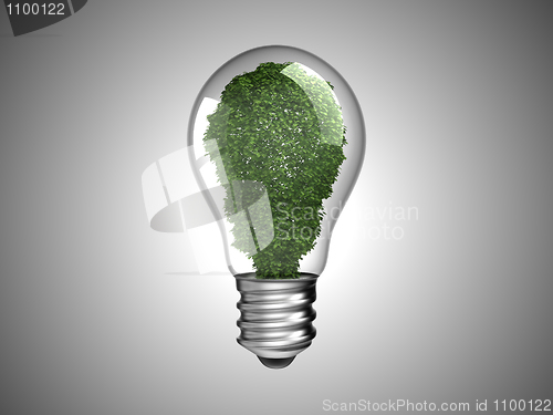 Image of Renewable energy. Lightbulb with green plant