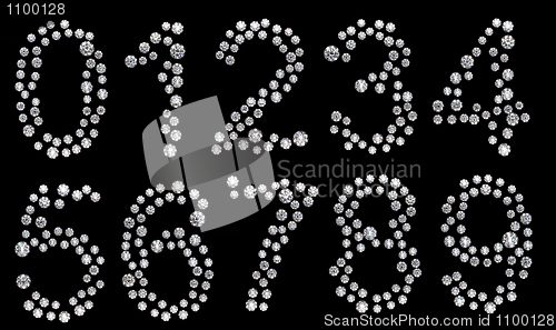 Image of Diamond numerals 0-9 on black