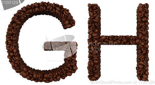 Image of Coffee font G and H letters isolated 