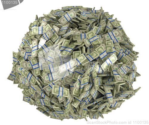 Image of Ball shape assembled of US dollar bundles