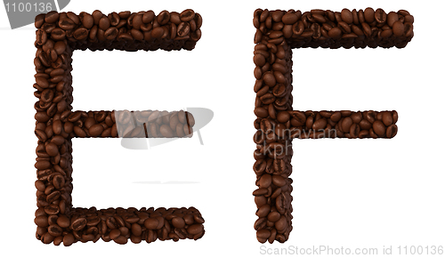 Image of Coffee font E and F letters isolated