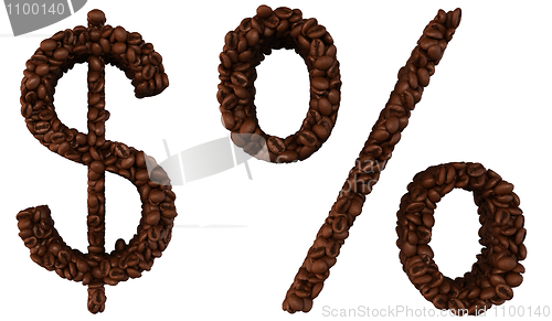 Image of Coffee font US dollar currency and percent symbol