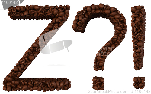 Image of Coffee font Z and wow, What symbols isolated 