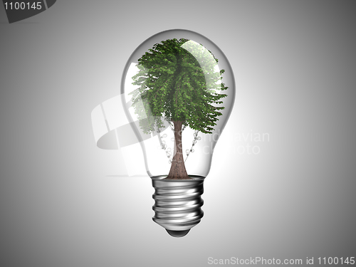 Image of Lightbulb with green tree inside it