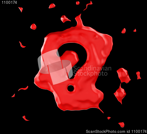 Image of Red blob question mark over black 