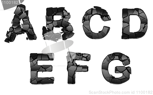 Image of Broken A-G font letters