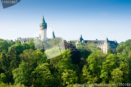 Image of Luxembourg castle and green trees