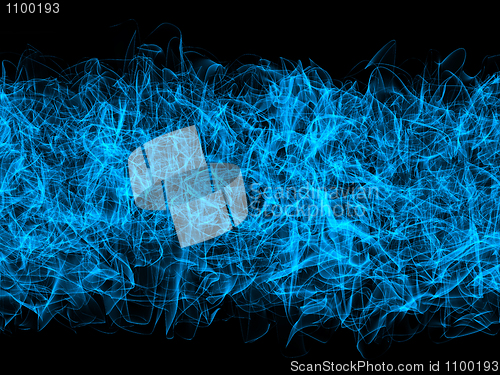 Image of Complex blue abstract swirls over black