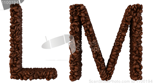 Image of Coffee font L and M letters isolated