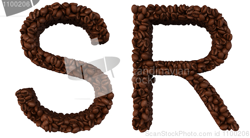 Image of Coffee font S and R letters isolated 
