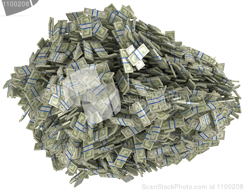 Image of Money and wealth. Heap of US dollar bundles