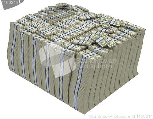 Image of Large stack of US dollars isolated