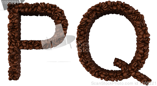 Image of Coffee font P and Q letters isolated