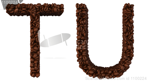 Image of Coffee font T and U letters isolated