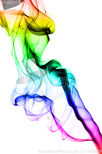 Image of Abstract puff of colorful smoke on white